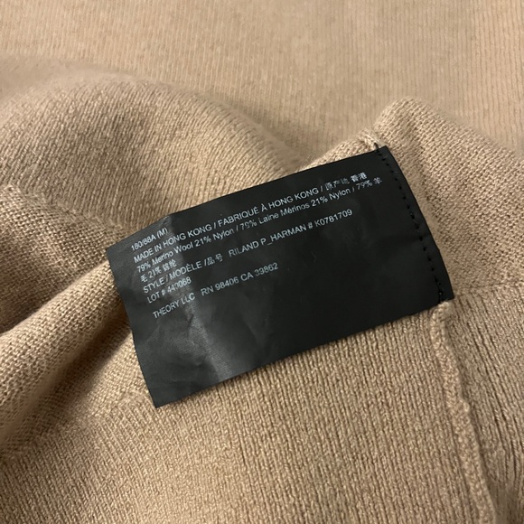 Brand new / never work Theory Riland Harmon Merino Wool Sweater Tan medium - Picture 3 of 3